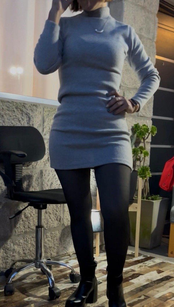 Producto - Vestido cuellito de brush gris
