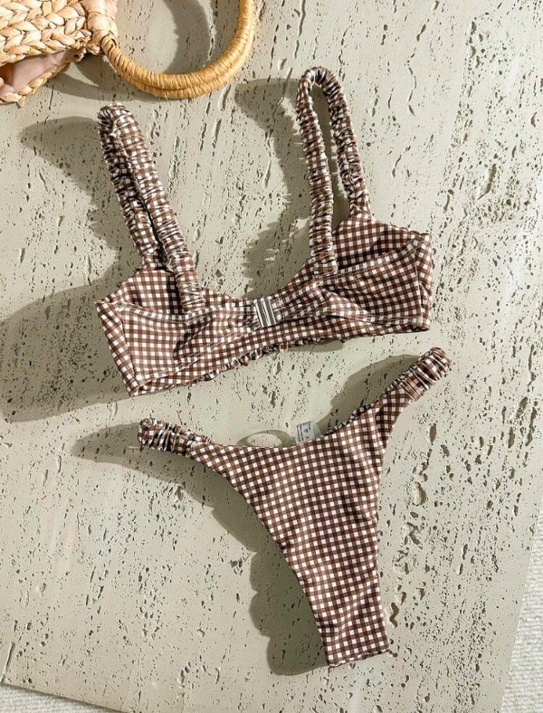 Producto - Bikinis cuadrille marrón - 1