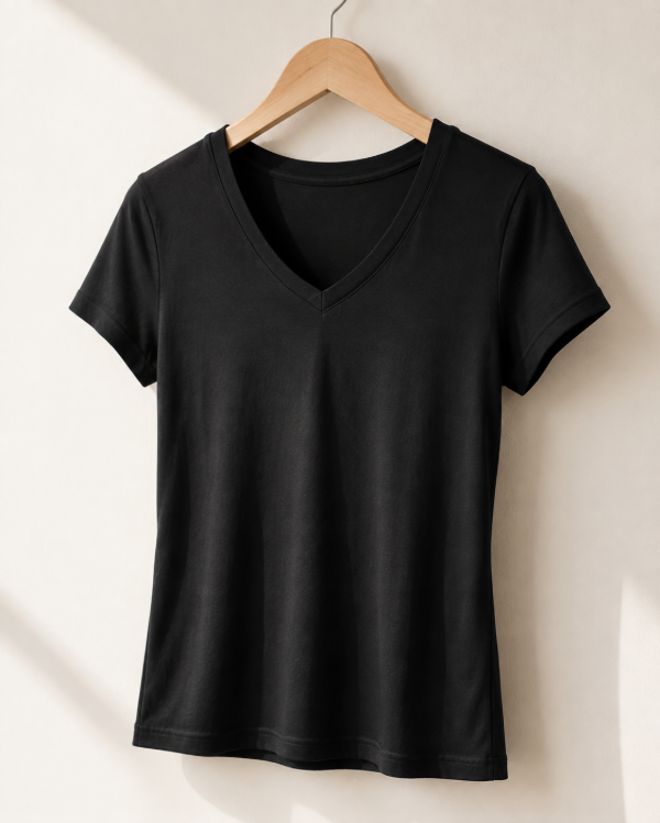 Producto - Remera cuello V negra - 2