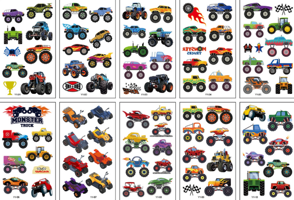 Producto - Tatuaje temporal monster truck formula carreras x 10 planchas