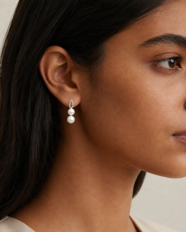 Producto - Aros de Plata doble Perla - 1