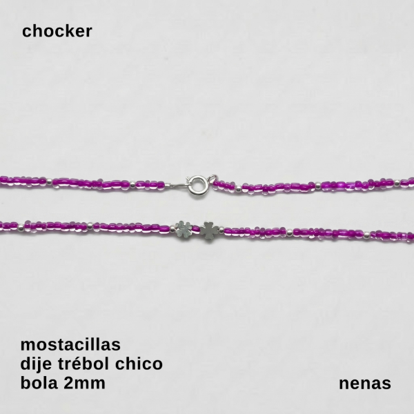 Producto - CHO #FP - Chocker mostacilla y dije trébol (DÓLAR)