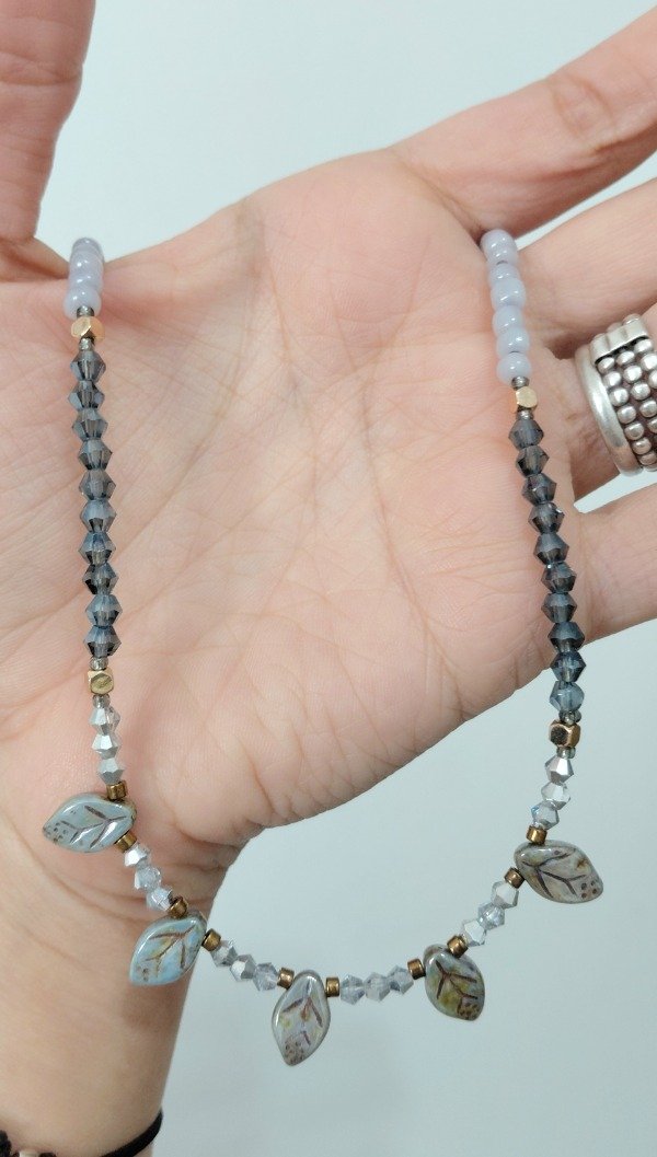 Producto - Collar Acero con Hojitas en tono Gris - 0