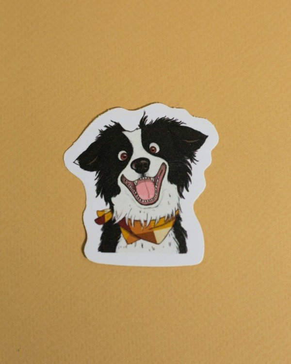 Producto - Sticker vinilo "Border collie blanco y negro pañuelito"