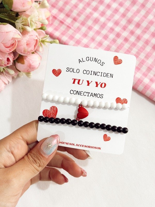 Producto - Pulseras Imán Corazón Rojo Cuentas