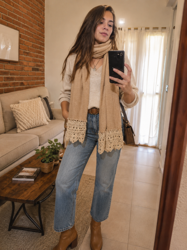 Producto - BUFANDA-RUANA beige tejida