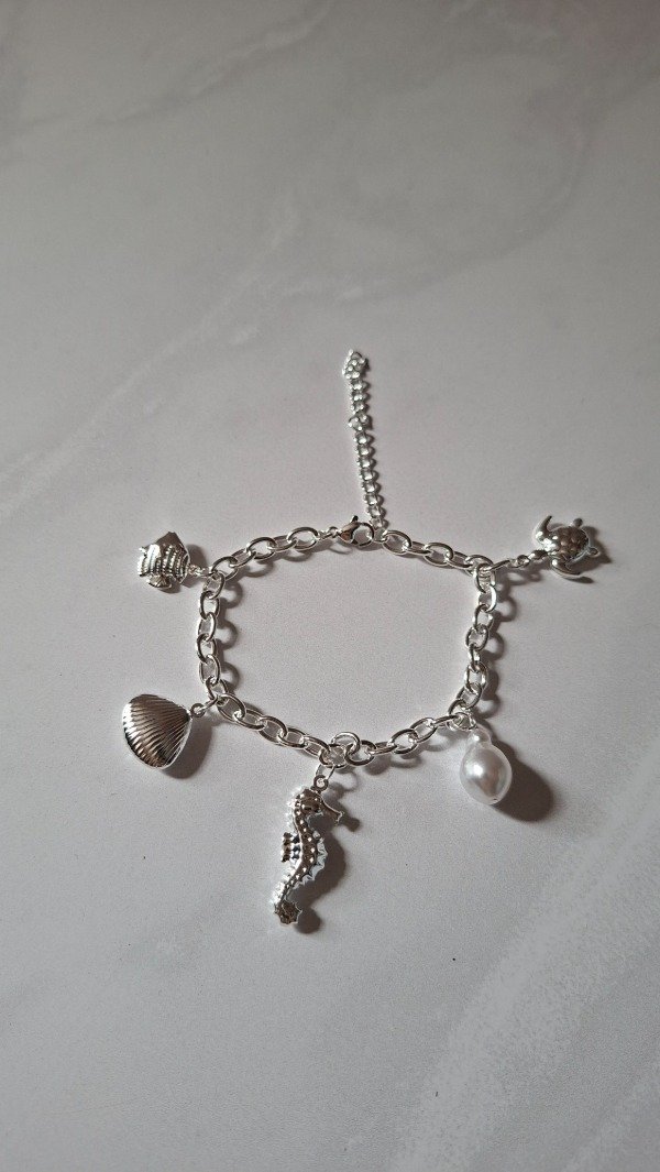 Producto - Pulsera de acero blanco dijes mar I