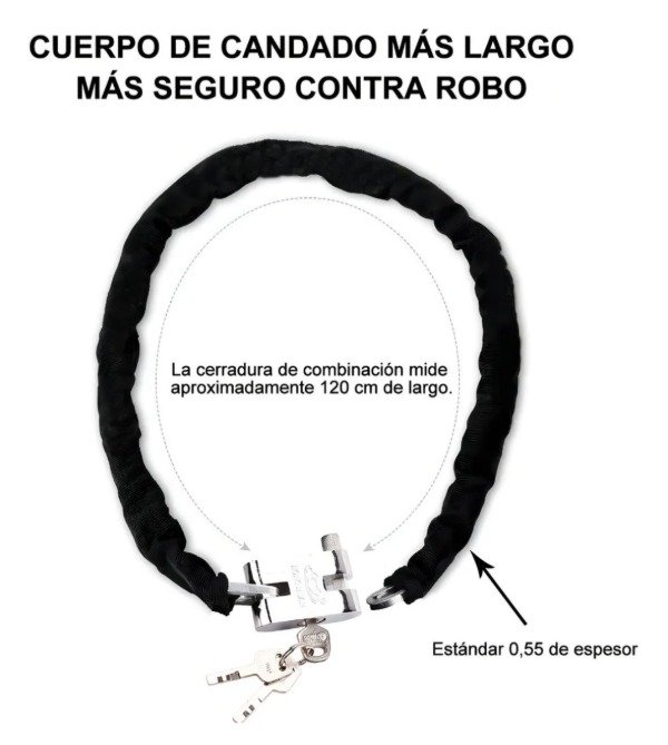 Producto - AP1041 CADENA CON CANDADO ANTI ROBO ANTI FORCEJEO