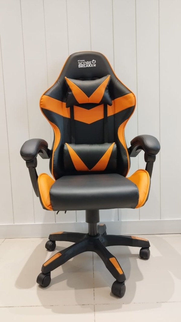 Producto - Silla Gamer Etheos Score Breaker Ergonómica Negro Naranja Cuero Sintético