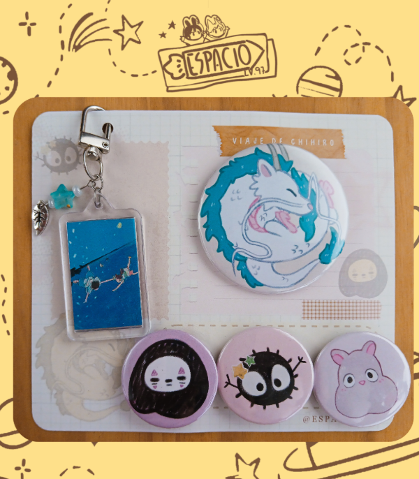 Producto - Llavero + Pines de Viaje de Chihiro // Studio Ghibli