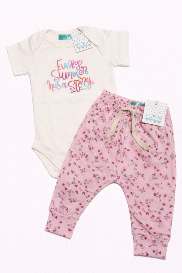 Producto - Dúo body every summer y babucha florcitas fucsia