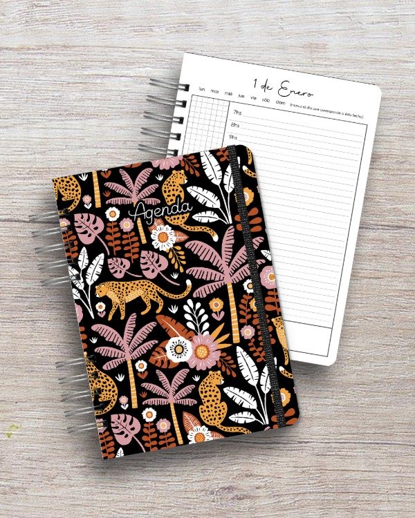 Producto - Agenda Perpetua A5 - 1 día por página - dis. jungla chic