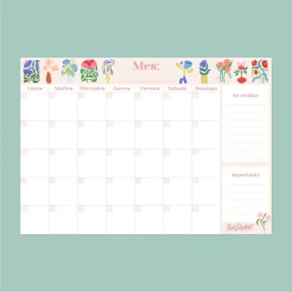 Producto - Planner mensual a3 imantado - floreros!