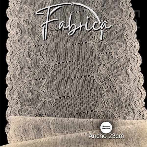 Producto - PS308 Puntilla Manteca. Medida: 23cm (por metro)