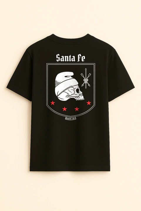 Escudo de Santa Fe negra clásica hombre dorsal