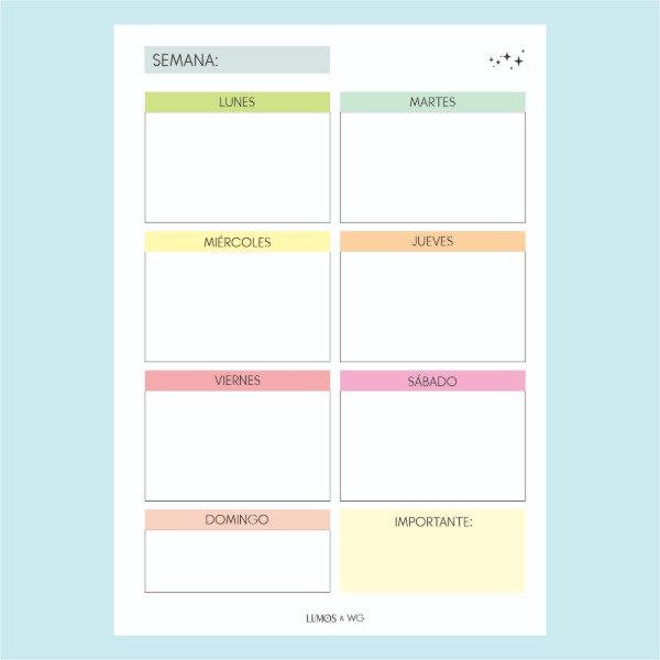 Producto - Planner Semanal Vertical x 10 hojas A5