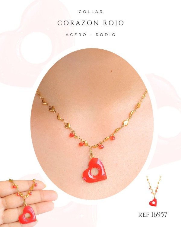 Producto - COLLAR CORAZON ROJO REF 16957