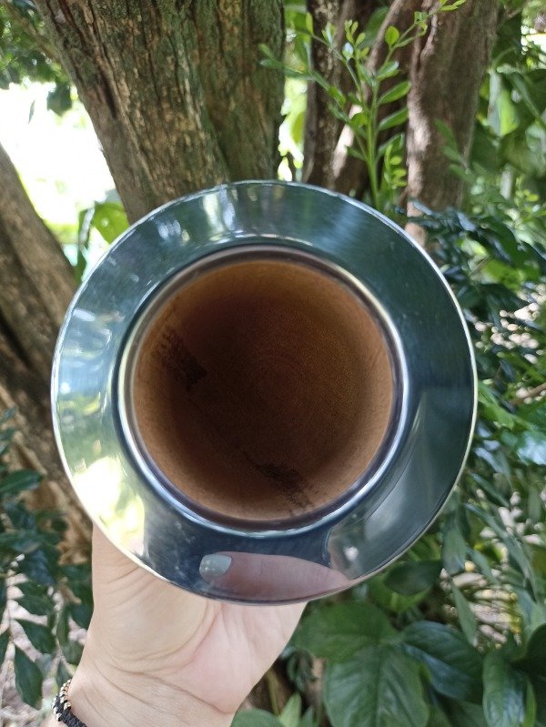 Producto - Mate camionero de algarrobo con virola de acero verde esmeralda - 3