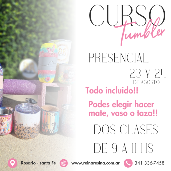 Producto - Curso tumbler sábado y domingo 23 y 24 de agosto