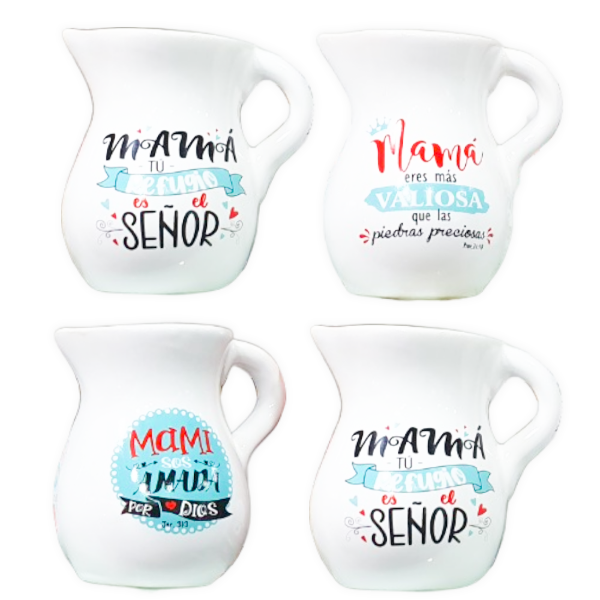 Producto - Lechera De Ceramica Con Texto Color (DÍA DE LA MADRE) - (PACK X2 UNIDADES)