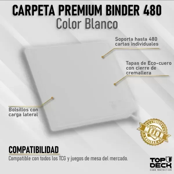 Producto - Carpeta Premium 480 Blanca Eco Cuero TOPDECK