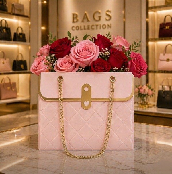 Producto - bolsa de regalo en forma de cartera rosa pastel por unidad