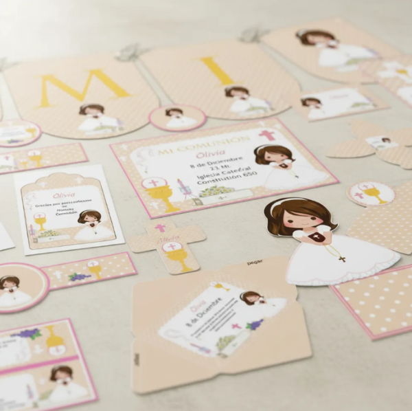 Producto - Kit Imprimible Comunión Nena Editable Candy Bar Deco