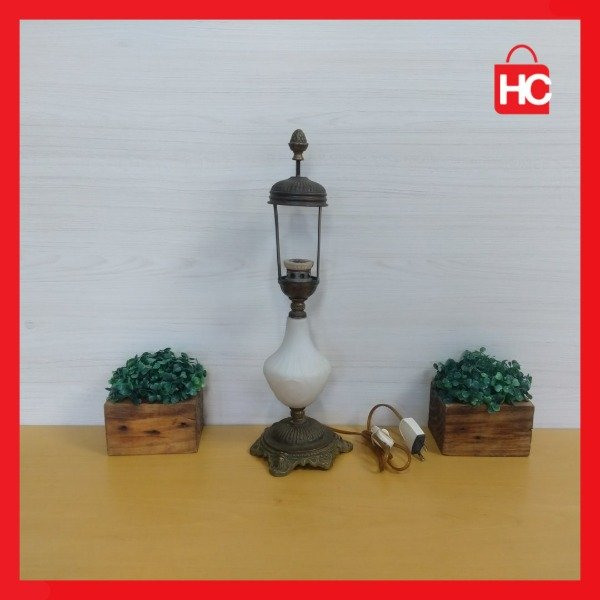 Producto - Antigua Lámpara de Bronce y Vidrio