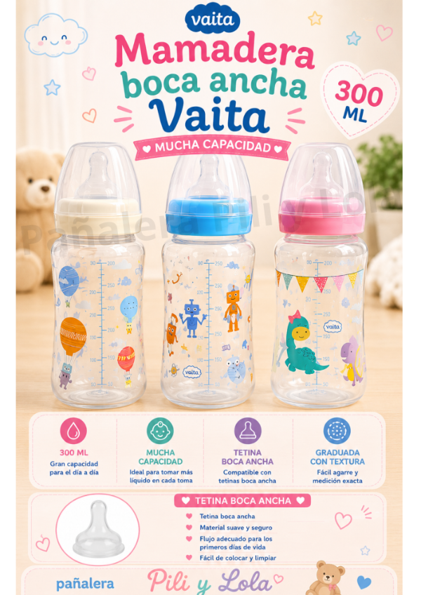 Producto - Mamadera Vaita Boca Ancha 300ml - Consultar Modelo Disponib -