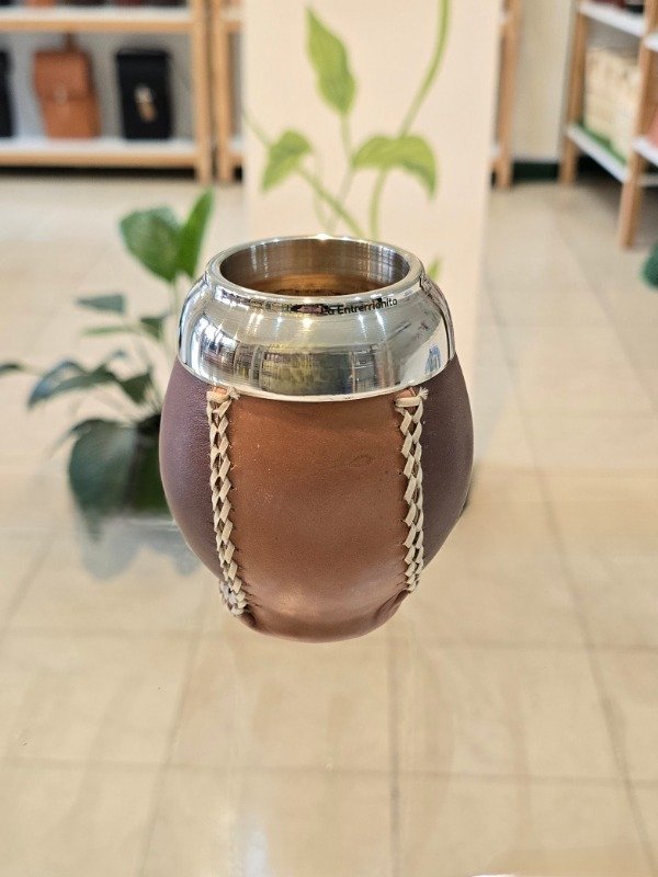 Producto - Mate torpedo alpaca cuero costura tiento