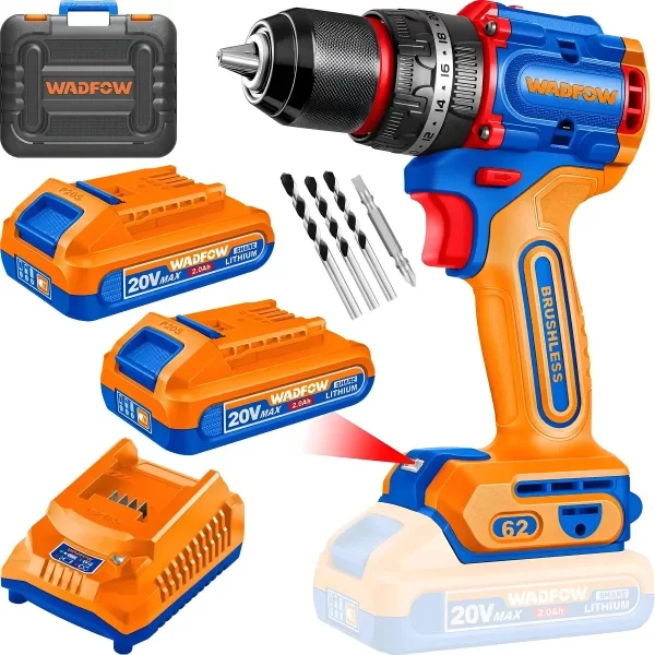 Producto - ATORNILLADOR TALADRO 20V  62 Nm + 2 BATERÍAS + CARGADOR + MALETÍ