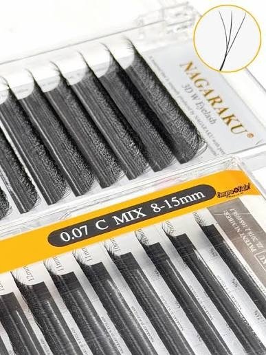 Producto - PESTAÑA NAGARAKU TECNOLOGICA W 3D CURVA "C" 0.07 MIX Y LARGOS UNICOS