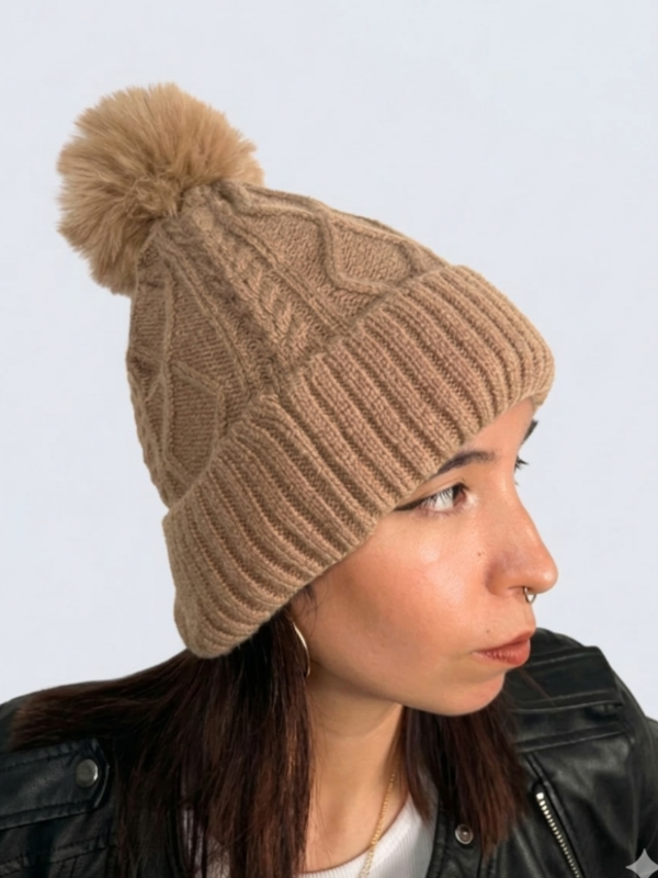 Producto - Gorro de Lana Pompón 2.0 Beige