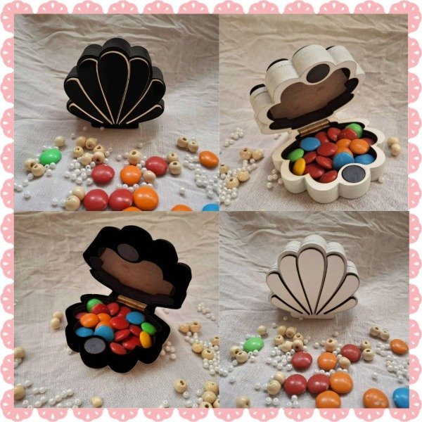 Producto - Souvenir Ostra Almeja Mar X12 Unidades Madera con Iman