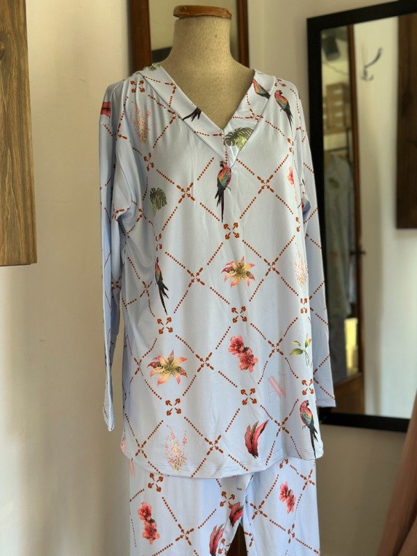 Producto - Piyama selva libre celeste pastel cuadros