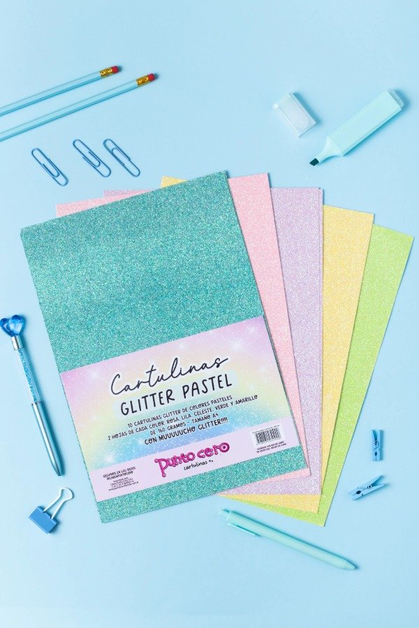 Producto - CARTULINA PUNTO CERO GLITTER PASTEL