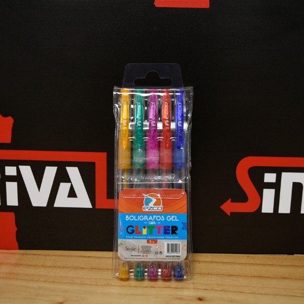 Producto - BOLIGRAFO GLITTER EST. PVC X5 201002-5