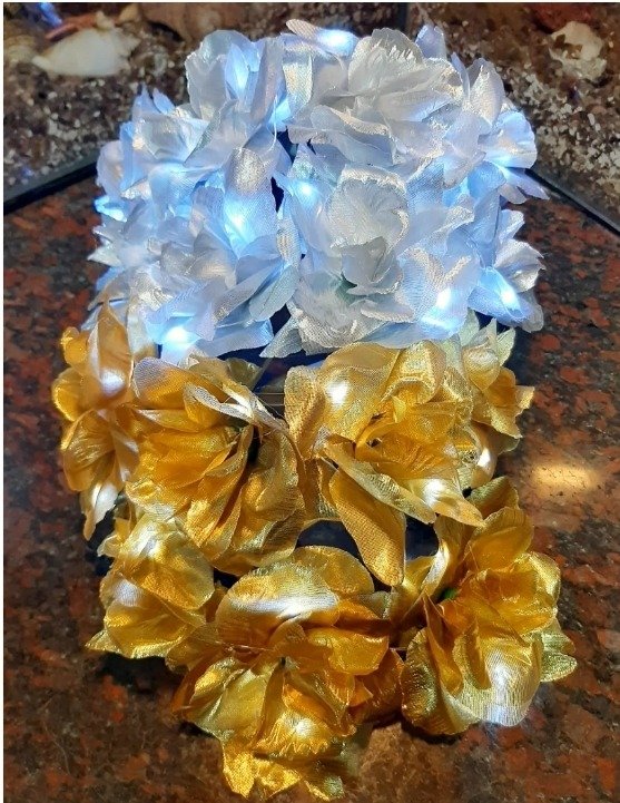 Producto - Vinchas ROSETONES PLATA ORO Led x 10
