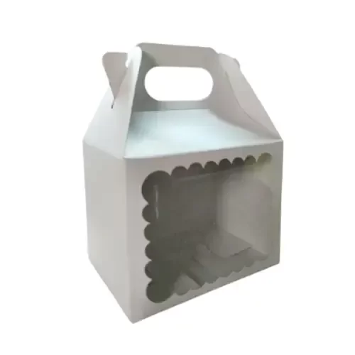 Producto - Caja blanca con manija maletin con visor lateral 13X9X10