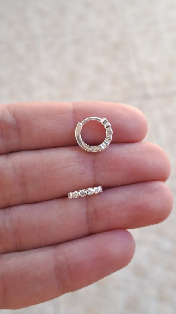 Producto - Argollita de Plata 11mm con Burbujas Cubics (unidad)