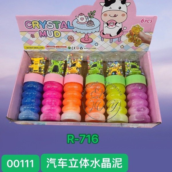 Producto - CAJA X6 POTE DE SLIME ELASTICA AUTO FIGURA Y PELOTITA R716