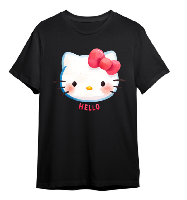Producto - Remera Algodón Kitty Cara Negra y Blanca