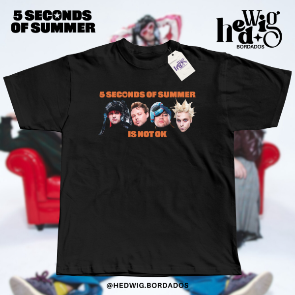 Remera 5SOS is not ok naranja dtf — imagen 2