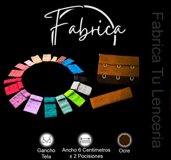 Producto - Gancho de tela Ocre 6cm x 2 posiciones (por unidad)