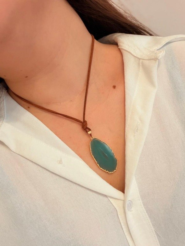 Producto - Collar Amor - Agata verde dorado - 0