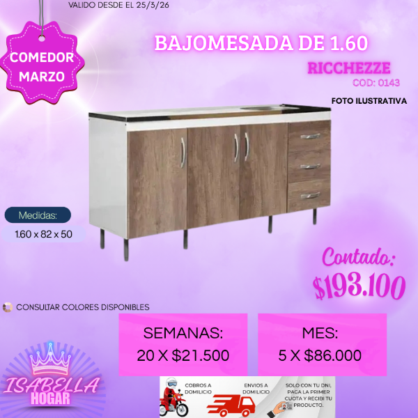 Producto - BAJOMESADA DE 1.60 MELAMINA RICCHEZZE