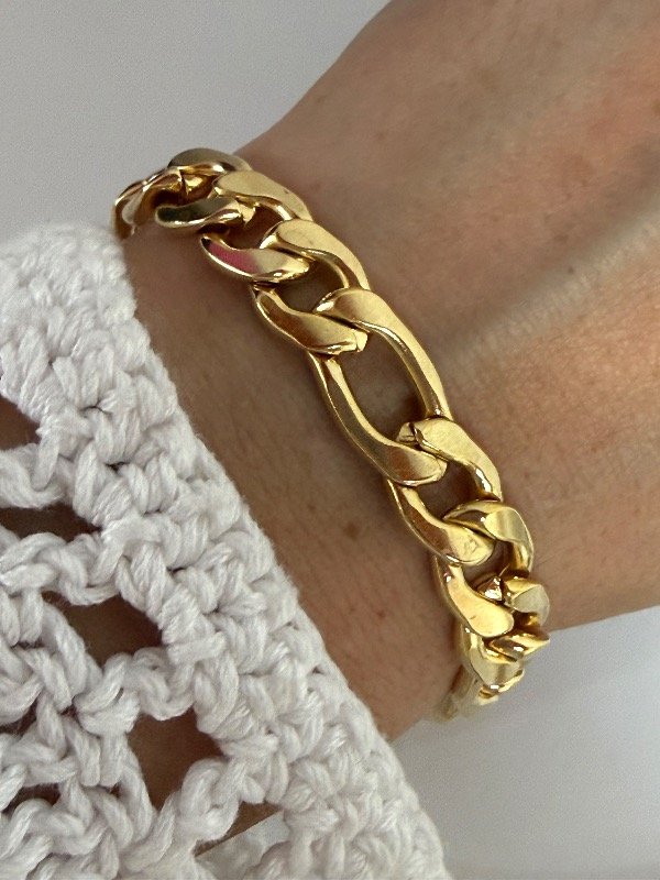 Producto - PD170 Pulsera plana eslabon 3x1 grosor 2.5 largo 20 cm acero dorado