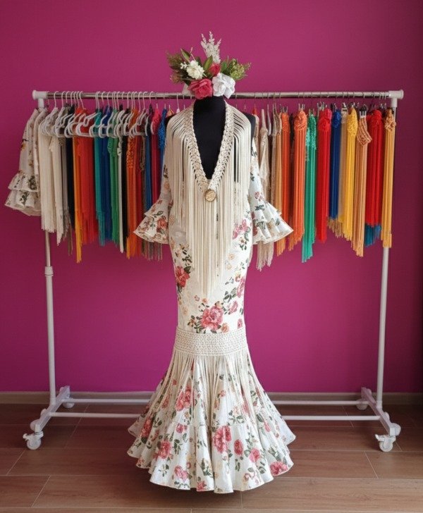 Producto - Tira De Flecos Para Escote Recta 100 Cm Natural