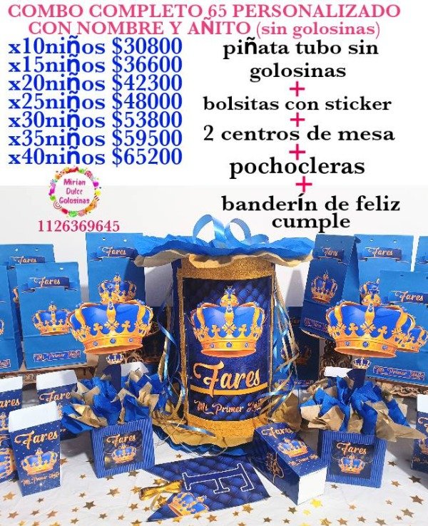 Producto - Combo cumpleaños 65 rey primer añito