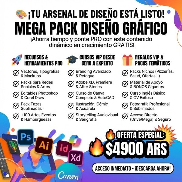 Producto - Mega Pack Definitivo Diseño Gráfico 2026! Envió Inmediato